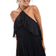 ASOS DESIGN Textured Halter Wide Leg Jumpsuit with Frill Detail - Black
