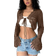Shein Flirla Women's Spring Summer Casual Solid Color Hollow Out Knitted Cropped Cardigan,Long Sleeve Tops
