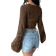 Shein Flirla Women's Spring Summer Casual Solid Color Hollow Out Knitted Cropped Cardigan,Long Sleeve Tops