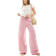 Stradivarius Flowing Textured Trousers - Pastel Pink