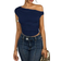 Shein Damen Sommer Bluse mit geraffter asymmetrischer Schulter Einfarbig