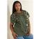 Yours Curve Leopard Print Cut Out Tshirt - Khaki/Green