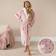 OHS Womens Dressing Gown Sherpa Fleece Soft Warm Heart Star Ladies PJ Loungwear Robe - Pink