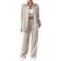 Shein PETITE 2pcs Women Spring & Autumn Casual Solid Color Long Sleeve Shirt And Pants Set
