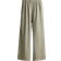 H&M Wide Linen Blend Trousers - Khaki/Striped