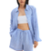 H&M Linen Drawstring Short - Blue/Striped