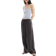H&M Straight Linen-Blend Trousers - Dark Grey
