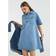 River Island Womens Short Sleeve Denim Collared Shirt Dress - Light Blue