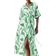 H&M Tie Belt Shirt Dress - White/Green Patterned