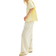H&M Seersucker Drawstring Trousers - Light Yellow/Striped