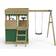 Rebo Wooden Lookout Tower Playhouse with Slide & Swing Yellowstone