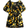 H&M Balloon-Sleeved Tunic Dress - Black/Lemons