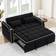 Dinosisco Dinosisco 3-in-1 Convertible Futon Bed Loveseat Sleeper with Phone Stand USB Black Velvet Sofa 54.7" 2 Seater