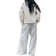 H&M Denim Trousers with Drawstring - Light Blue/Striped