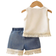 Shein Young Girls Solid Color Fringe Camisole And Denim Shorts Casual Outfit Summer