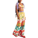 Shein Zivah Beach New Spring And Summer Casual Holiday Bowknot Shoulder Straps Chest-Wrapped Heart Collar Cropped Top + Wide-Leg Super Trousers Full Of Underwater World Colorful Print Women's Two-Piece Set
