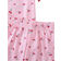 Shein Tween Girls' Pink Cherry Printed Short Sleeve Top And Shorts Casual Homewear Set