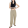 H&M Linen Blend Drawstring Trousers - Khaki Green