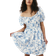 H&M Cotton Dress with Balloon Hem - White/Blue Floral