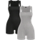 Shein BASICS 2pcs/Set Women Casual Solid Color Knitted Bodycon T-Back Romper