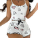 Shein Bowknot Decorated Heart Printed Cami Shorts Home Clothes White Set