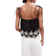H&M Embroidered Top with Ties - Black/Flowers