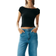H&M Ribbed Off Shoulder Top - Black