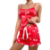 Shein Women's Cherry Graphic Cami Top With Bow Tie Straps And Frill Trim Shorts, Summer Pajama Set