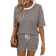 Shein Luneh Women Color Blocking Striped Short Sleeve Shorts Two Piece Set For Vacation And Leisure