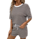 Shein Luneh Women Color Blocking Striped Short Sleeve Shorts Two Piece Set For Vacation And Leisure