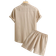 Shein Herr sommar enfrgad kortrmad skjorta och dragsko midjan Casual Set