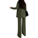Shein Women's Spring/Summer Solid Color Drop-Shoulder Long Sleeve Shirt, Cropped Vest And Pants Casual Outfits 3pcs/Set