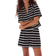 H&M Collared Knitted Top - Black/Striped