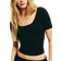 H&M Cropped T-shirt with Scoop Neck - Black