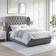 Safina Grey Velvet Double Ottoman Bed with Winged Headboard 156x207cm