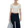 H&M Cropped Scoop-Neck T-shirt - Cream