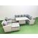 Fimous 10 Seat Rattan Garden Furniture Corner Sofa with Armchair Light Grey Outdoor Lounge Set