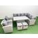 Fimous 10 Seat Rattan Garden Furniture Corner Sofa with 2 Small Stools - Light Grey Outdoor Lounge Set