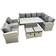 Fimous 10 Seat Rattan Garden Furniture Corner Sofa with 2 Small Stools - Light Grey Outdoor Lounge Set