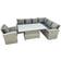 Fimous 7 Seat Rattan Garden Furniture Corner Sofa with Armchair Light Grey Outdoor Lounge Set