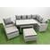 Fimous Rattan Garden Furniture Outdoor 9 Seater Corner Sofa Sets with Dining Table Chair 2 Big Footstools Light Grey Mixed Patio Dining Set