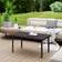 OutSunny Metal Garden Coffee Table with Woodgrain Tabletop Brown