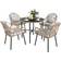 OutSunny 5 Piece Rattan with Removable Cushions - Light Brown Patio Dining Set