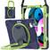 Silicone + PC Protective Cover with Stand and Shoulder Strap for iPad Air (2020) 10.9 (Navy Blue + Yellow Green)