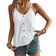 Shein Womens Vacation Floral Embroidery Button Decorated Camisole Top