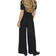 Vila Ribbed Wide Leg Trousers - Black Beauty