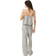 H&M Straight Drawstring Trousers - White/Black Striped