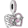 Pandora Heart & Mum Dangle Charm - Silver/Pink