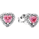 Pandora Elevated Heart Stud Earrings - Silver/Pink/Transparent