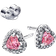 Pandora Elevated Heart Stud Earrings - Silver/Pink/Transparent